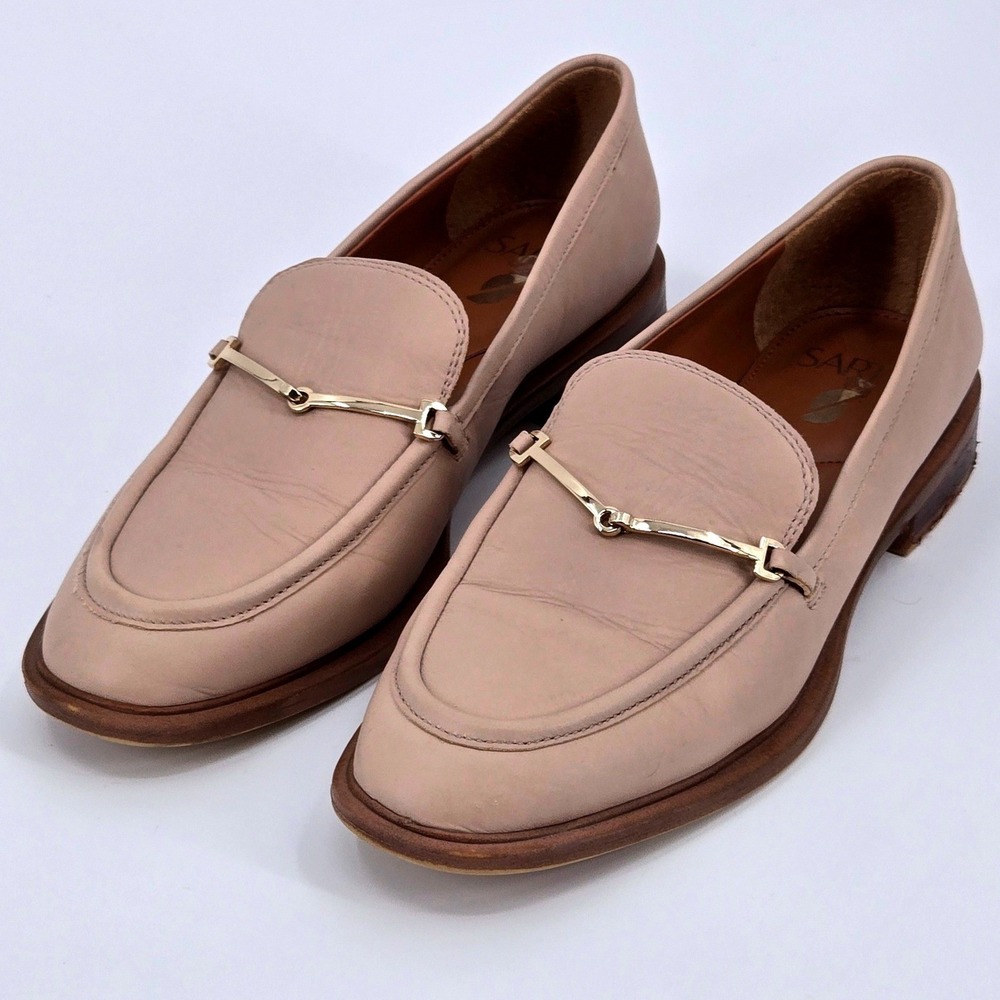 Sarto by Franco Sarto Beige Leather Horsebit Loafers‎ Women's 7W Nude